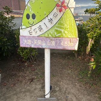 逆鉾（違います）の右奥に、山名板があったー！！
天保山公園の中でも低い寄りのところじゃんか❗️
地団駄を踏むよこ⛰️やま