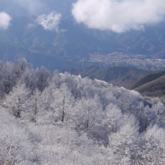 日の当たらないところに霧氷
