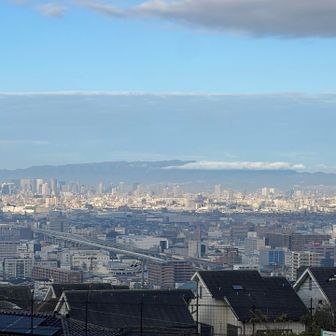 ちょっと登ると六甲山が見える