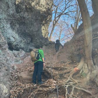 左側の上が例の落ち葉🍂ゾーン
問題の箇所
時間がズレてたら、ココで男性が落ちてきた！？😱
タイミングよく会えて良かったです(⌒▽⌒)