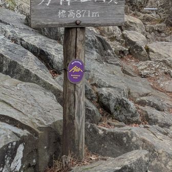 男体山山頂表示板は控え目なところにありますね