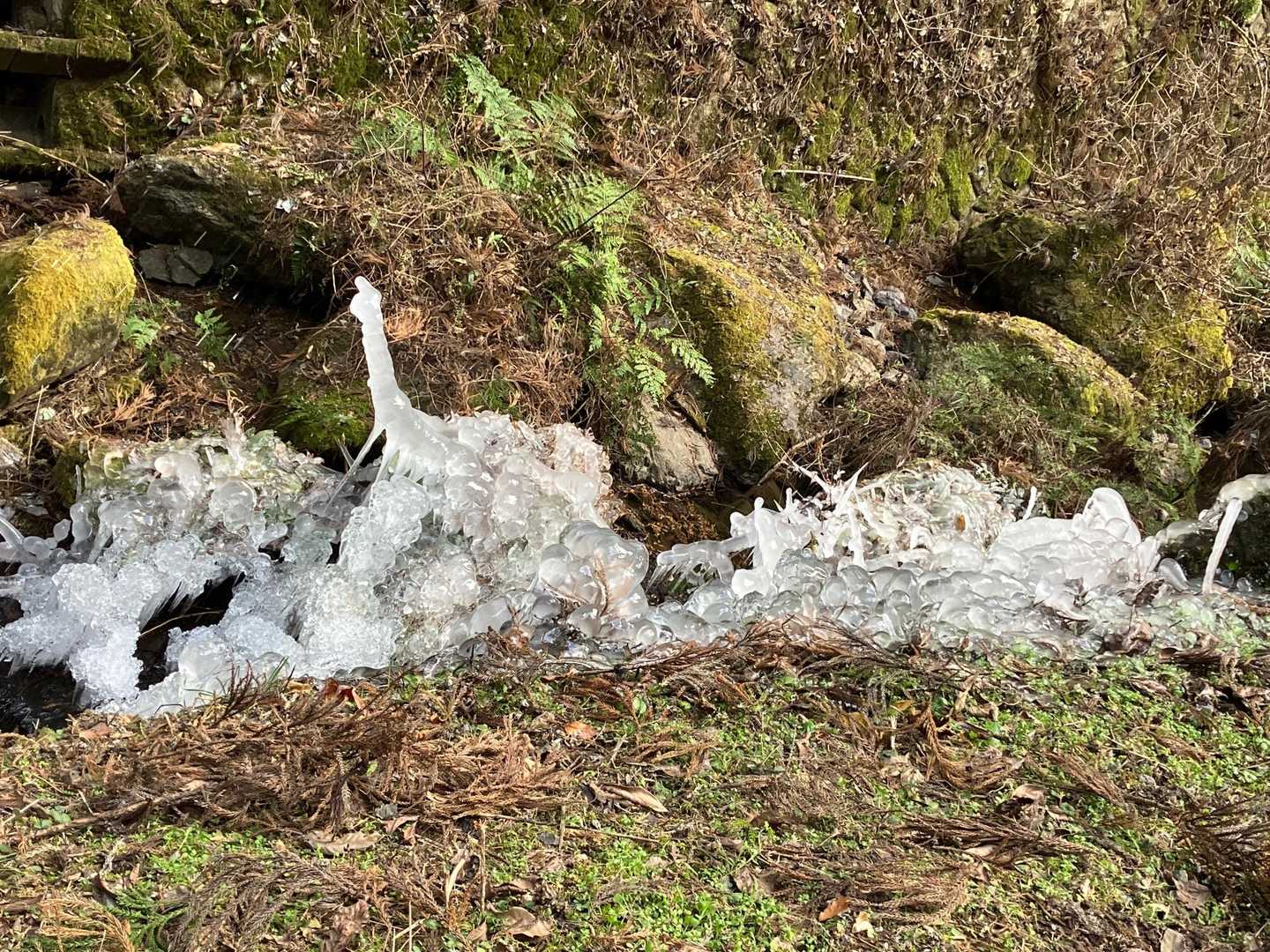 小便小僧の先には自然の氷柱だ〜