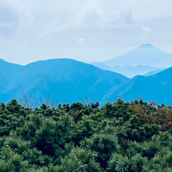 南岳より　笊が岳、富士山🗻