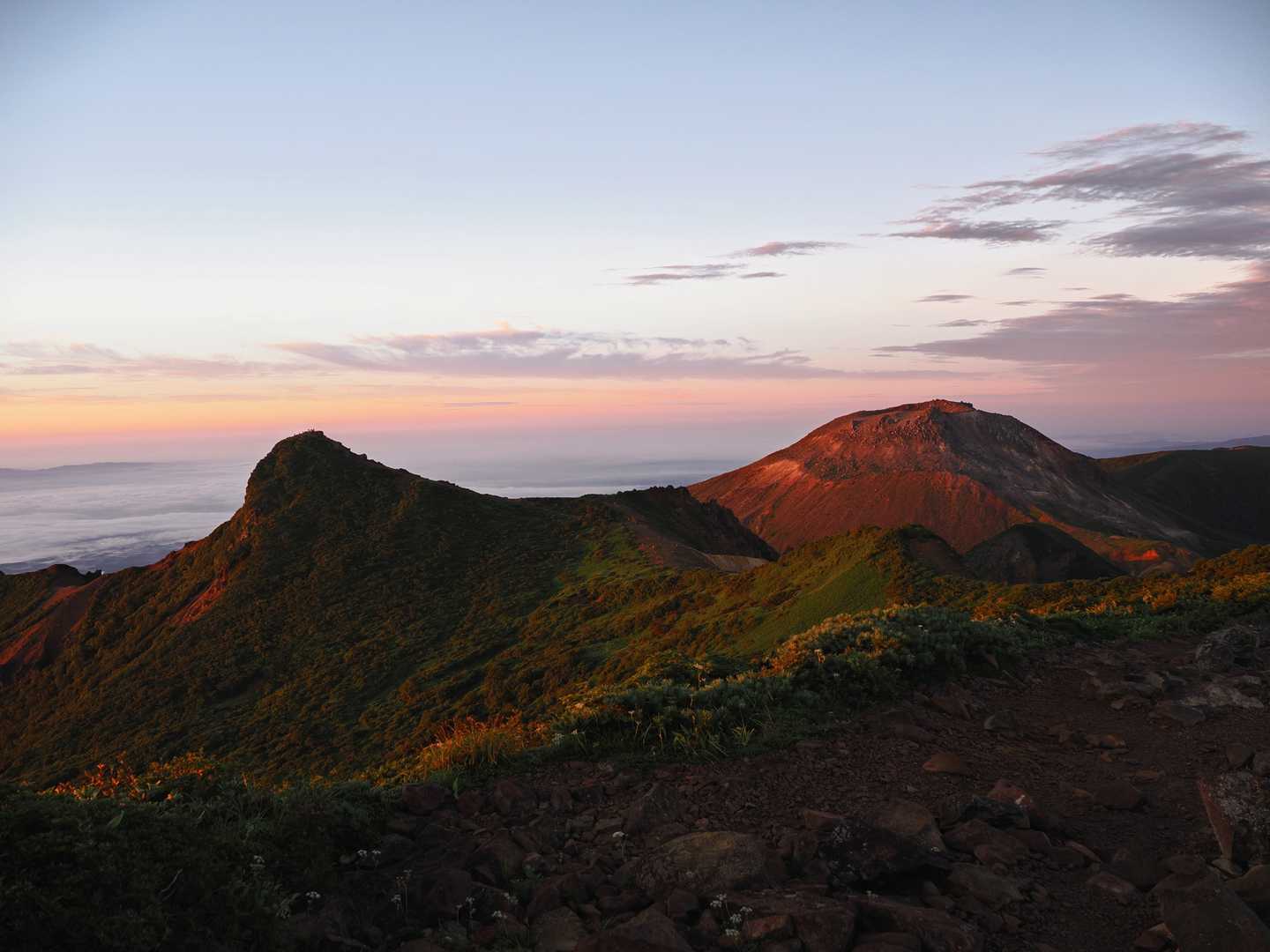 峠の茶屋登山口-朝日の肩-朝日岳-熊見曽根-1900m峰 往復コースの写真