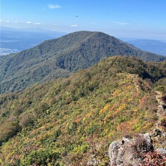振り返って稜線と上権現堂山