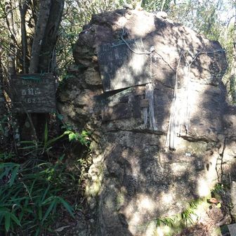西紅山⛰️
横の岩は夫婦岩の1つ女岩🪨
ちゃんと祀られている