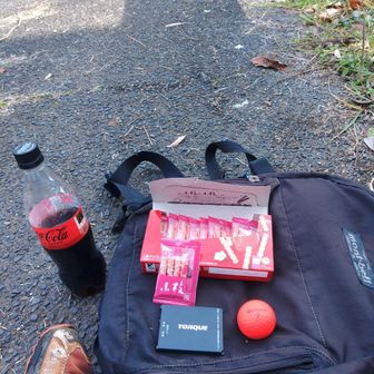 車の来るような道ではないなで道で へたって休憩🍘
携帯の電池交換🔋