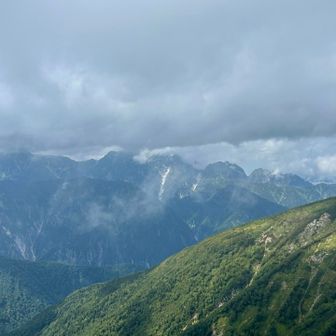 今日は剱岳も、モヤモヤ