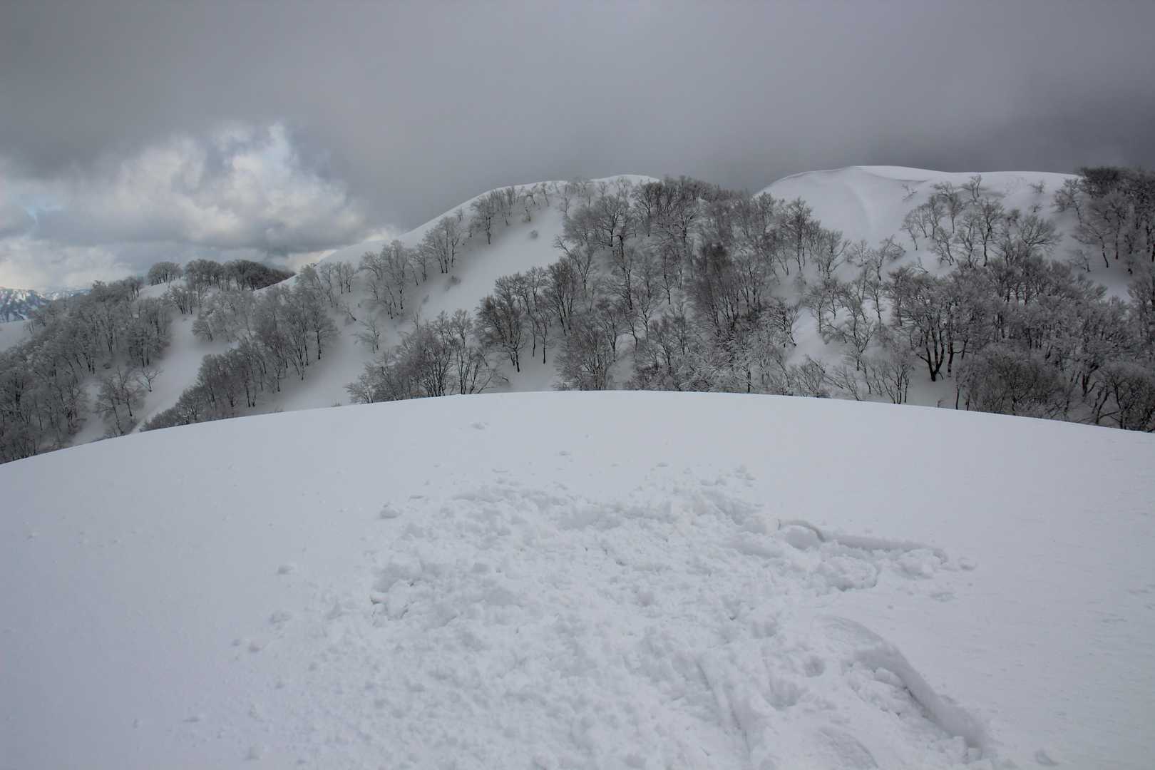 二の峰着。この先のトレースがない？
