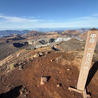 中岳山頂です！ここから見た火口！思ったよりスケールが大きくてびっくり