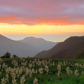 朝
正面からご来光
