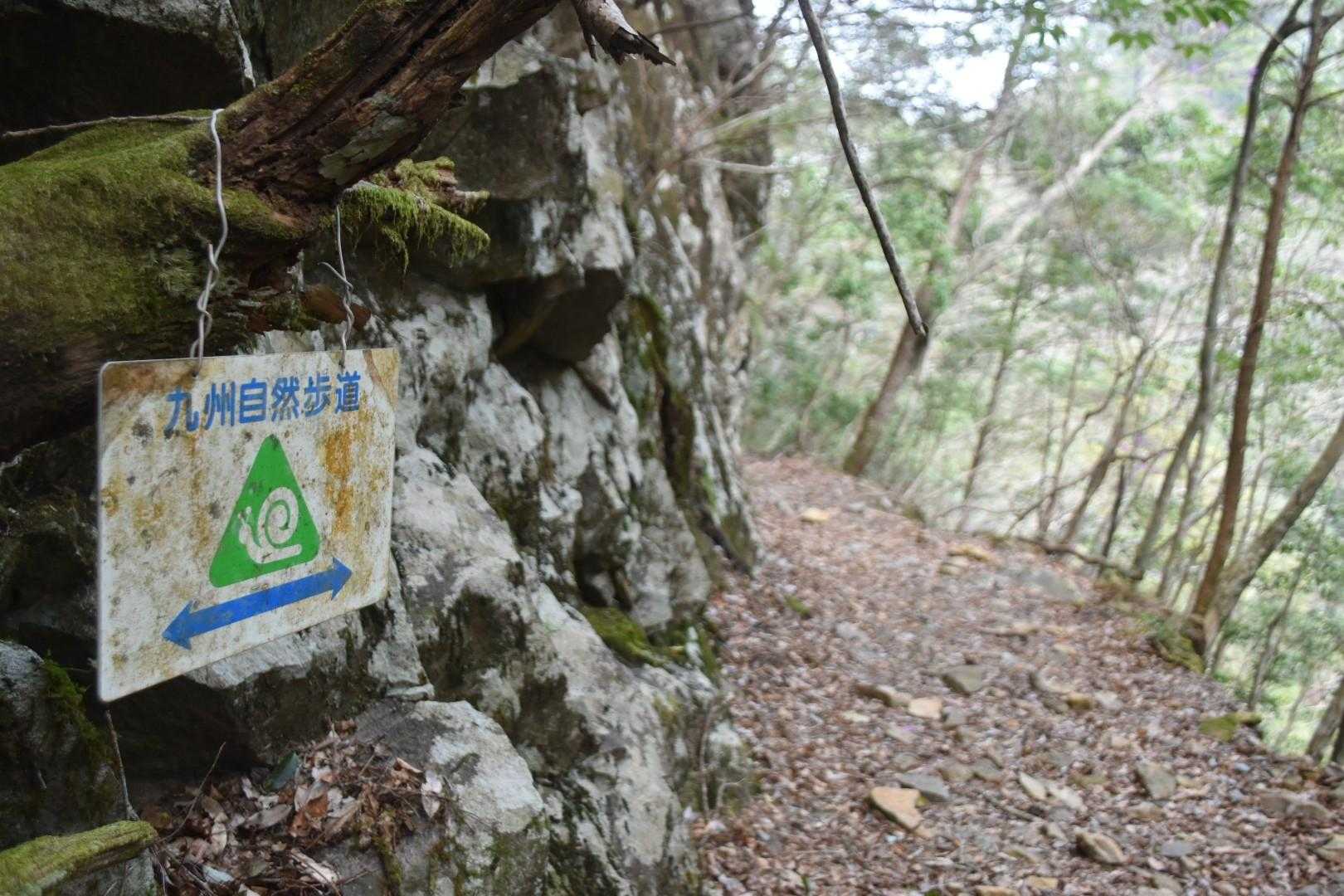 林道は、九州自然歩道。

落石が多くてガレてる。
歩きにくい道がずーっと続く😮‍💨。