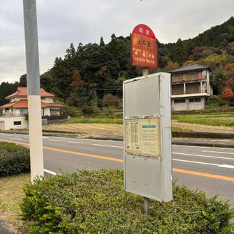 飯倉線のバス停。現在バスは来ません。