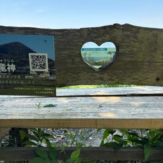 ピークには🩷ベンチと絶景と歴史の案内板