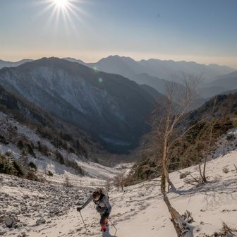 頑張って登ってます