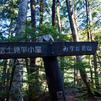 2日目は富士見平小屋まで戻り、
分岐で瑞牆山へ向かいます。