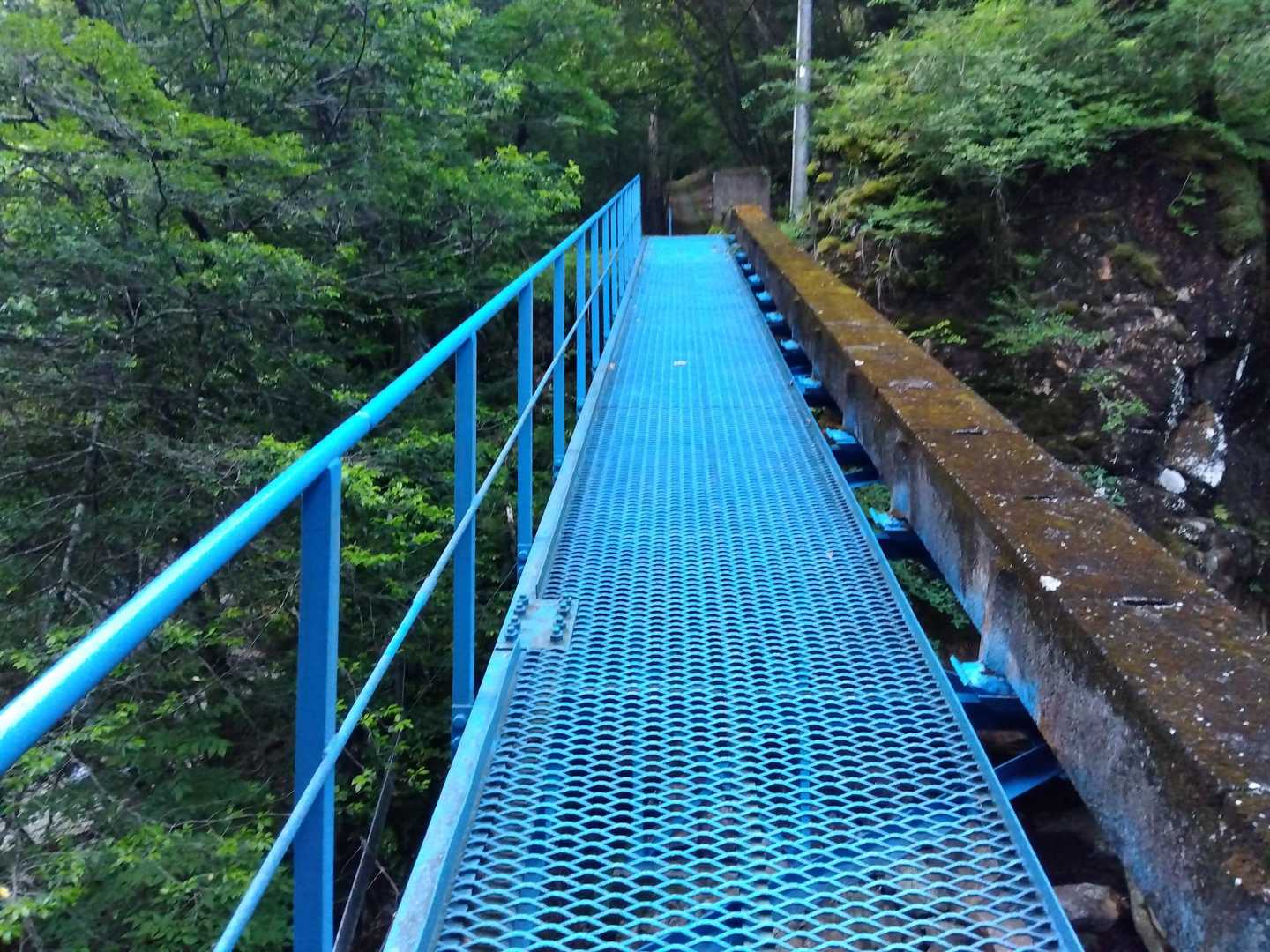 青い橋を４か所渡って。
この橋、意外と急こう配なんですよね。