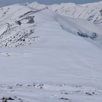 頼母木小屋へ続くなべしさんのトレース。
カッコいいなぁ…