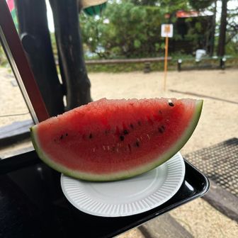 実は燕岳は秋と冬しか来た事なかったので初めてのスイカ♡甘くて美味しかった！