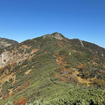茶臼岳のピークが見えてきた