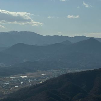 手前は左から女神岳、無名峰を挟んで大明神岳、夫神岳かな？