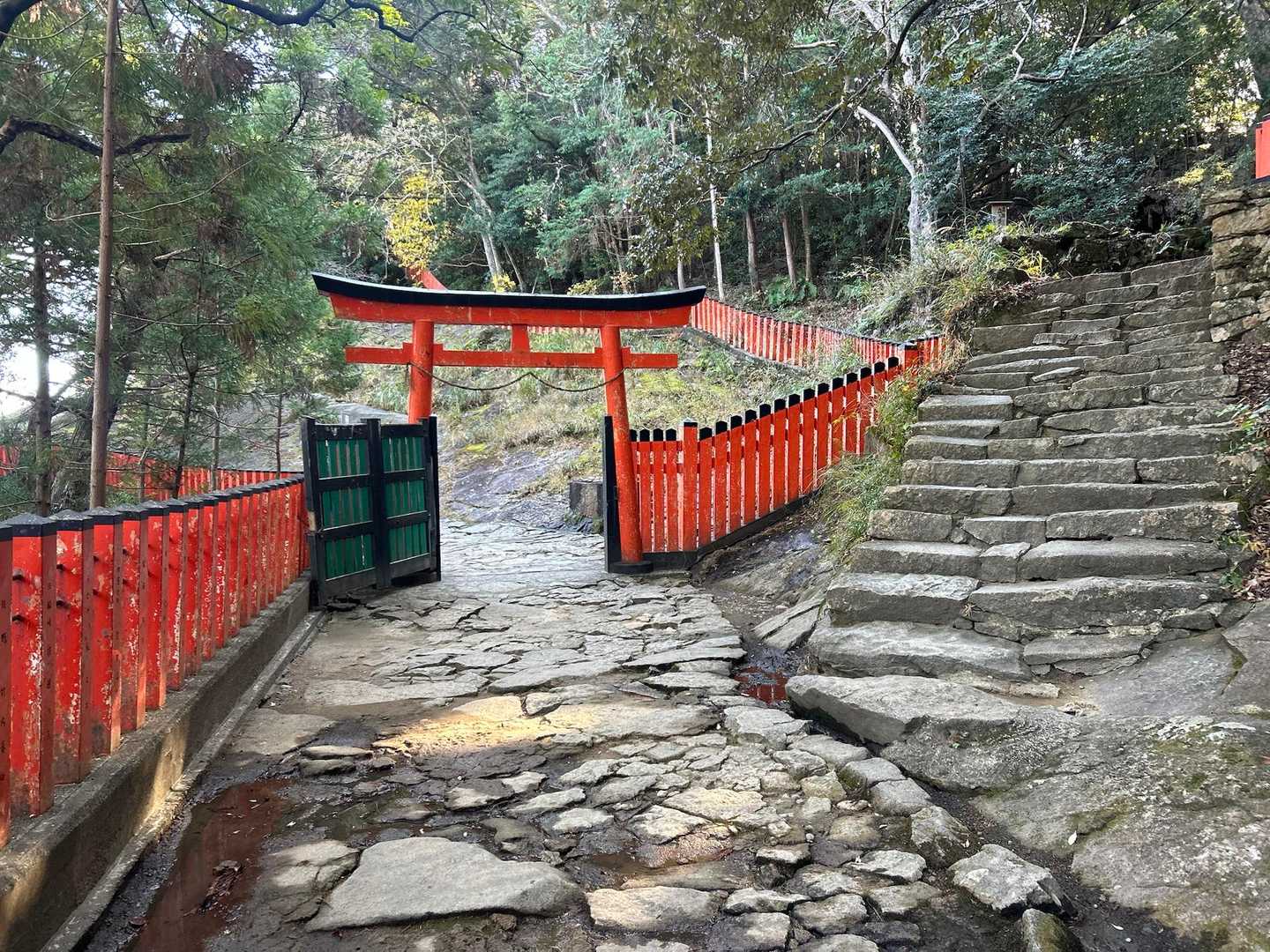 ⛩️向こうに、御神体でもあるゴトビキ岩があるようです。気持ち高まります⤴︎