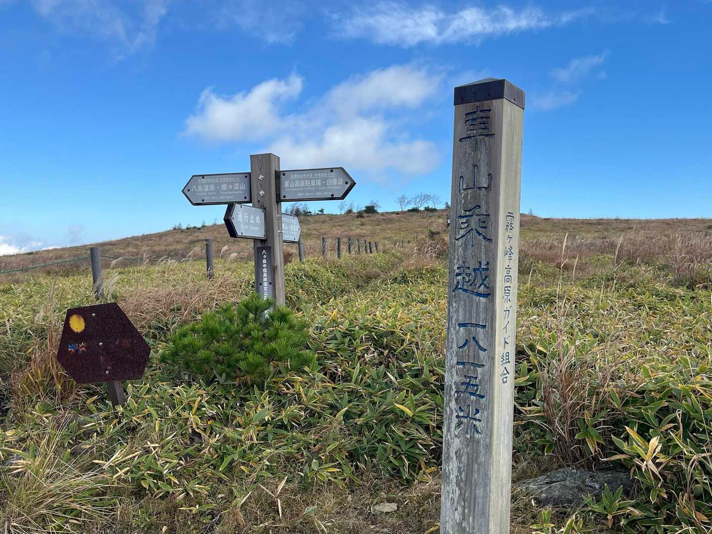 車山乗越
まっすぐ進むと蝶々深山
今日は右に曲がって南の耳へ👉