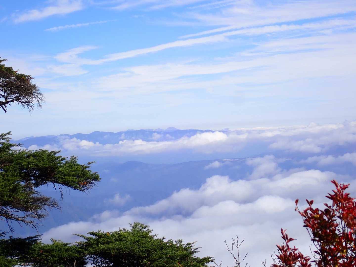 大佐飛山塊の奥に茶臼岳が見えました。