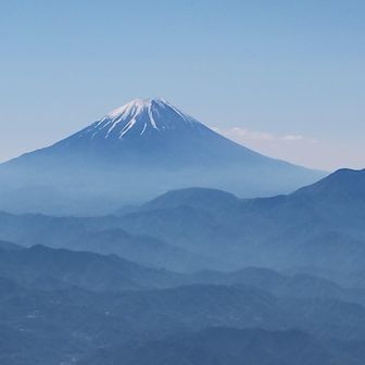 櫛形山山頂から富士山を望む2