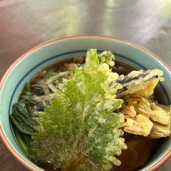 欲張って天ぷらと肉のお蕎麦にしちゃいました🥳