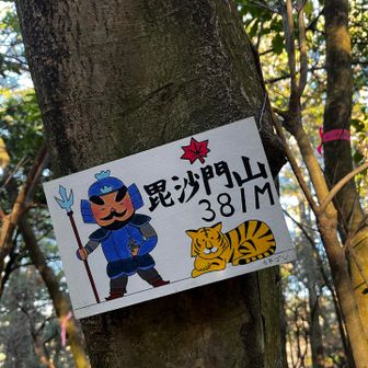 毘沙門山🐯
ここの案内板が可愛くて🥰でも眺望はありません。