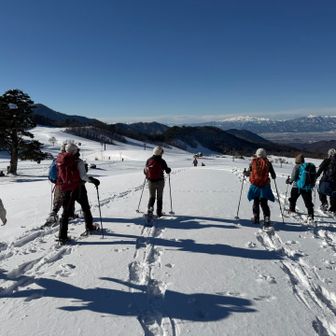 天童高原まで降りたら後は自由な雪道