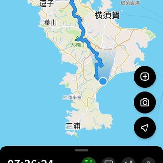 キャベツ畑の中を走って、京急の津久井浜へ
35キロあるいたー
おつかれ山！