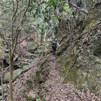 両岸切り立つ谷筋を上る