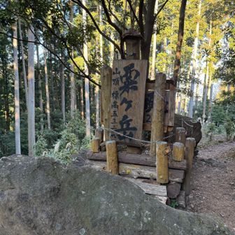 山頂は若干迷うが神社⛩️裏に発見！
神社にて山友さんがおみくじを引きましたが、ある項目にて意にそぐわぬ結果で、親の仇の如くおみくじを縛りつけてましたww