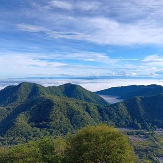 三ツ峰山、天目山、奥に旗矢ヶ岳、大鐘原ヶ岳、小鐘原ヶ岳
