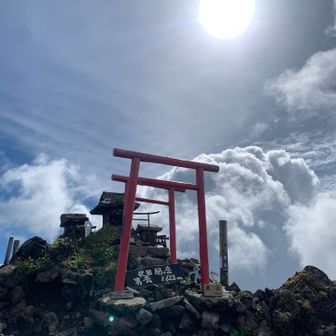 なんとか必死の表情で男岳登頂🥳
頂上には爽やかな表情のハイカーさんがたくさんいて結構浮いていた😆
男岳は太陽がよく似合うね☀️
