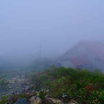 おつかれ山～😄
八方池山荘は雲の中☁️☁️☁️