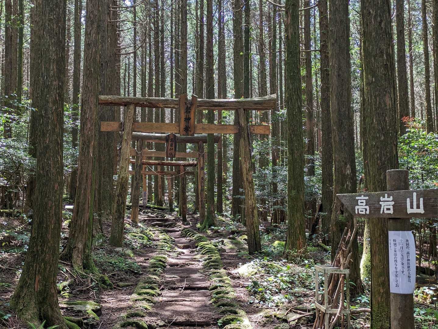 林道へ入り、⛩️⛩️⛩️・・・「高岩神社」が🤓お邪魔します🙇