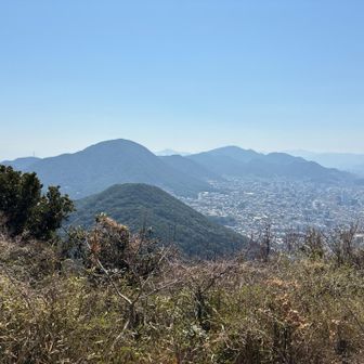 風頭より戸ノ上、足立山を望む