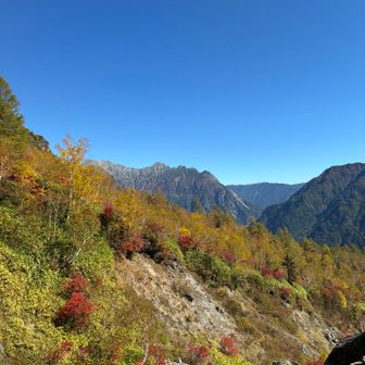 奥の山の道手前が上高地です。