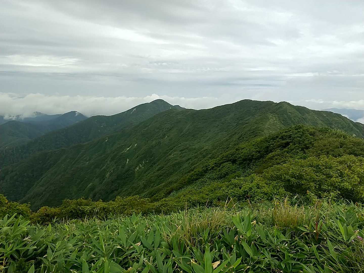 山頂ではガス晴れた　この後ガスって来て前神室過ぎたら雨も落ちて来た。