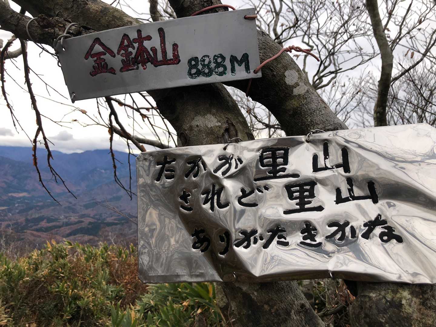 金鉢山到着‼️

そして、ここからが本日の核心部😊

金鉢山〜松平山迄の登山道がない区間。

３年前に一度通過してますが、3時間弱かかりました😅