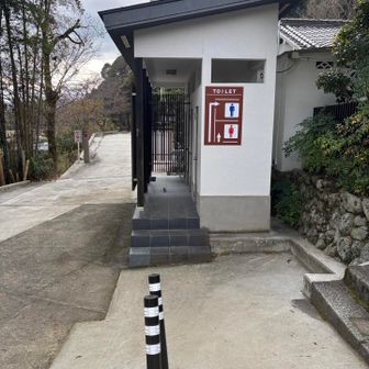 トイレあります。
男性用は大1、小1
ここに杖を忘れたのを鳥居あたりで気づき急いで取りに戻りました😅