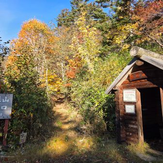 暫く林道を歩いて宝来小屋、無意根山登山口