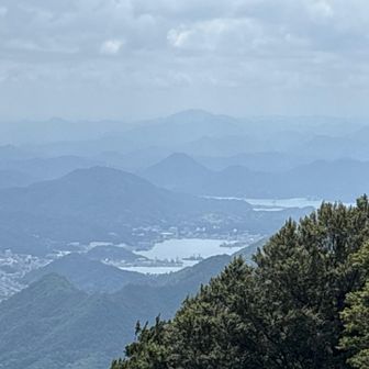 西峰で出会った地元の方に舞鶴港の軍艦が見えると教えていただきました🤩