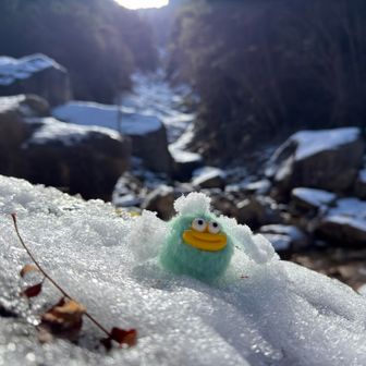 雪をくっつけてサザエさん風に