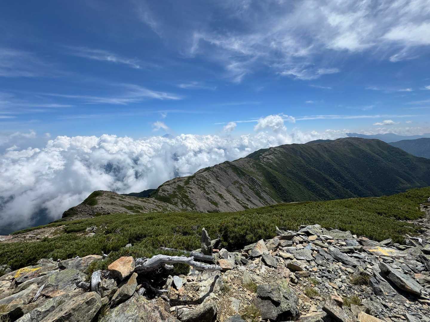 ゲート-大門沢登山道入口-広河内岳-大籠岳-白河内岳-笹山 縦走コースの写真