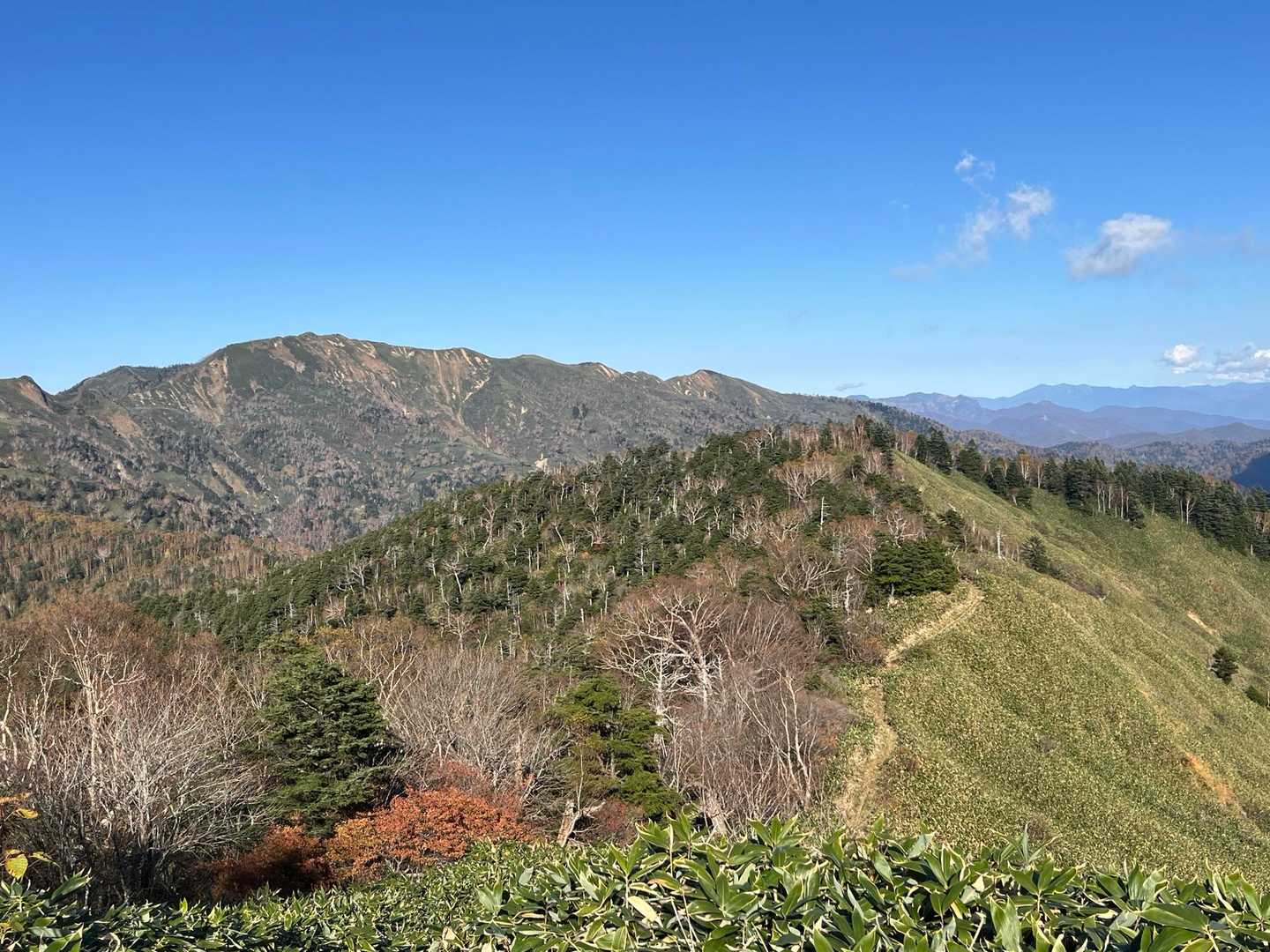 白砂山遠ざかる！
歩いてきた稜線！
雲海も素敵だろーなー