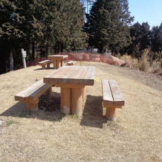 ベンチで軽いお昼にして下山